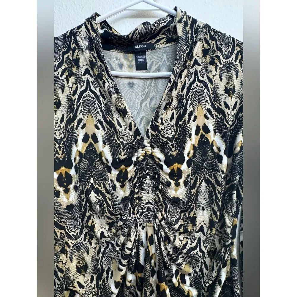 Alfani Rouched Animal Print Top - Large - Picture 4 of 6